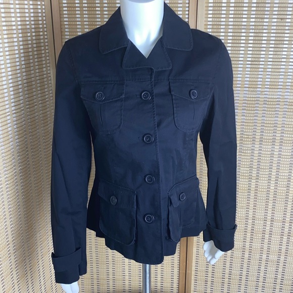 🔷Talbots Stretch  Black Tapered Fit Short Button Up Jacket Size 6 - Picture 1 of 8